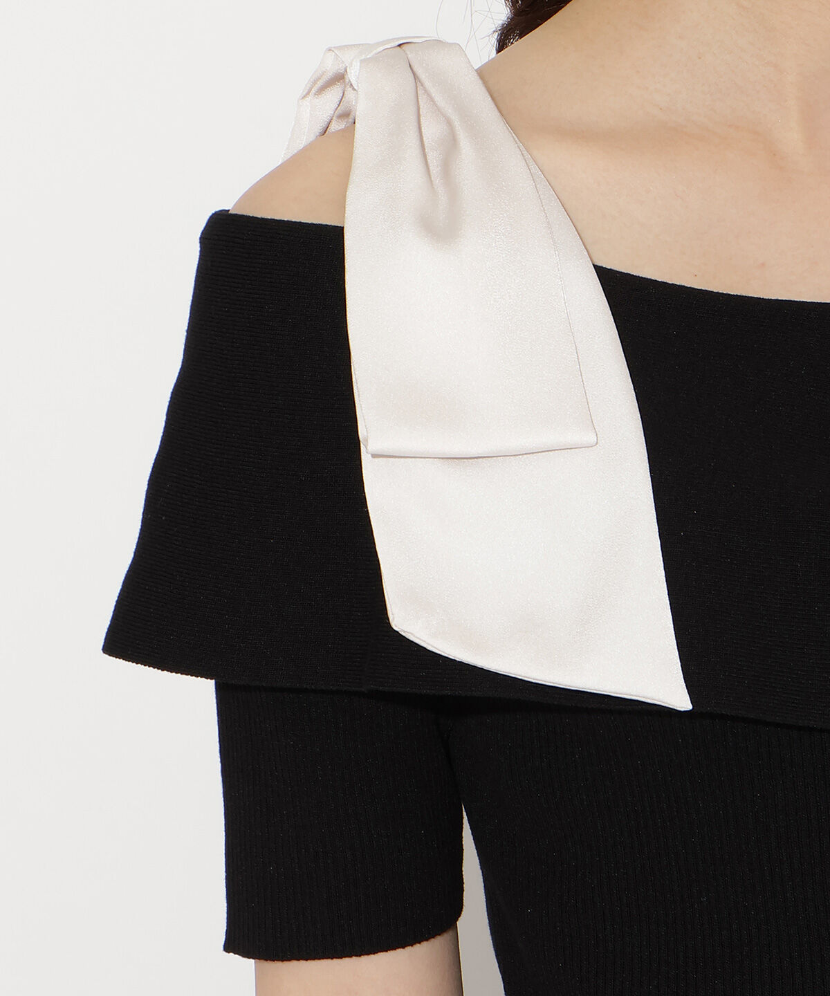 WILLSELECTION「リボンオフショルハーフスリーブニット」|ニット・セーター|