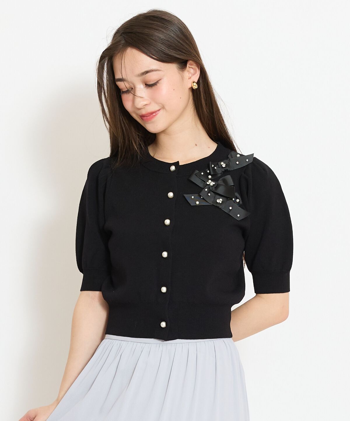 WILLSELECTION「リボンデコレーションカーディガン」|カーディガン|ブラック