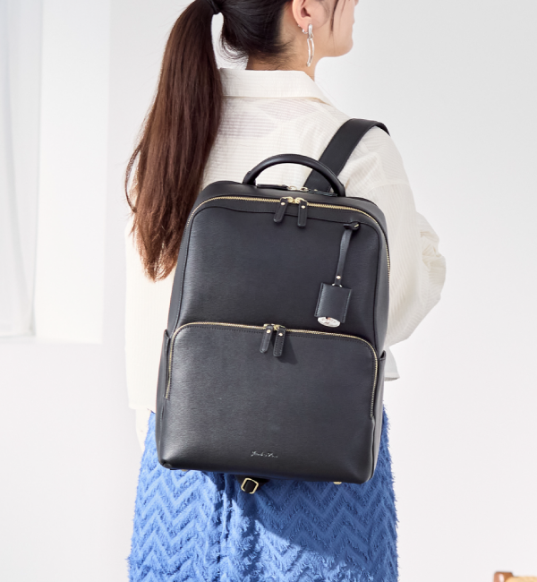 Jewelna Rose「Jewelna Rose リュックサック フレイヤ・リュック2 A4  14.0インチ PC収納 通勤 16142」|リュック|ブラック