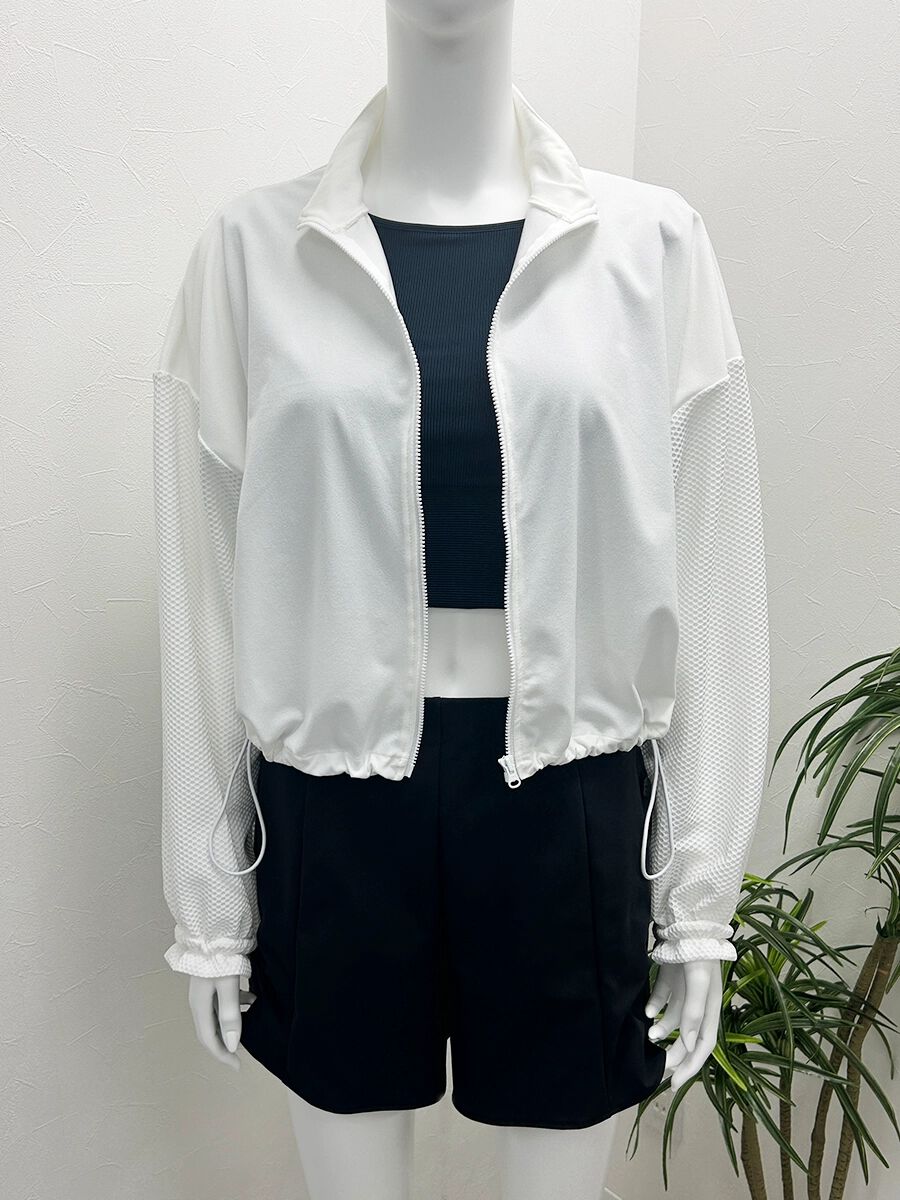 ALBOVE「【お水OK！ウェア】クロップド丈UPF15UVカットスタンドネックトップス/ジャケット」|スポーツ|