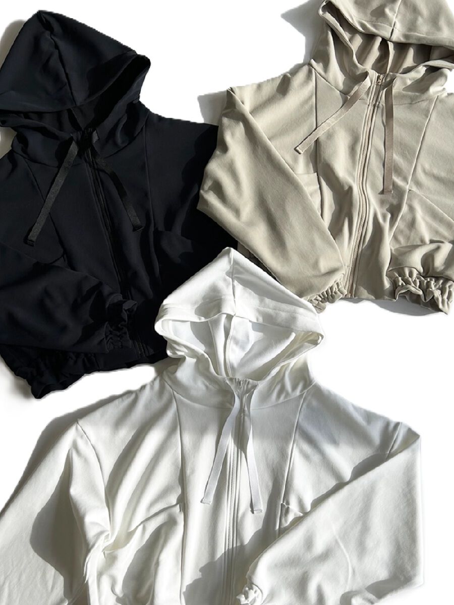 ALBOVE「ダンボールニットクロップド丈パーカー」|パーカー|ホワイト