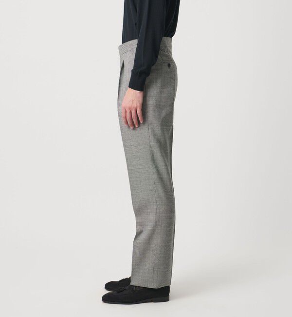 UNITED ARROWS「ハウンドトゥース  サイドアジャスター １プリーツ スラックス」|スラックス|