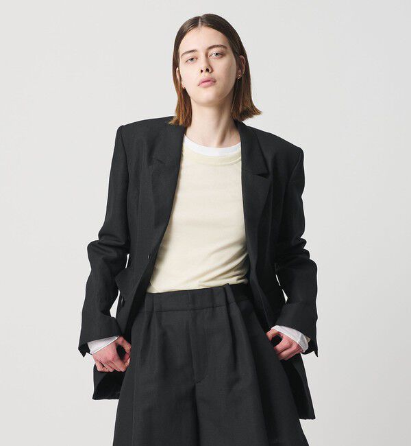 AEWEN MATOPH「＜AEWEN MATOPH＞ウールリネン ウエストシェイプジャケット」|テーラードジャケット|BLACK