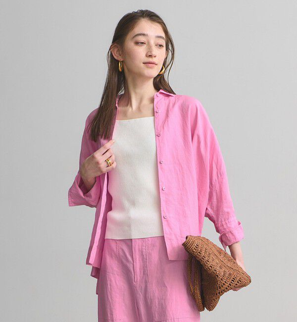 UNITED ARROWS「リネン ドルマン シャツ ‐ウォッシャブル‐」|シャツ・ブラウス|PINK