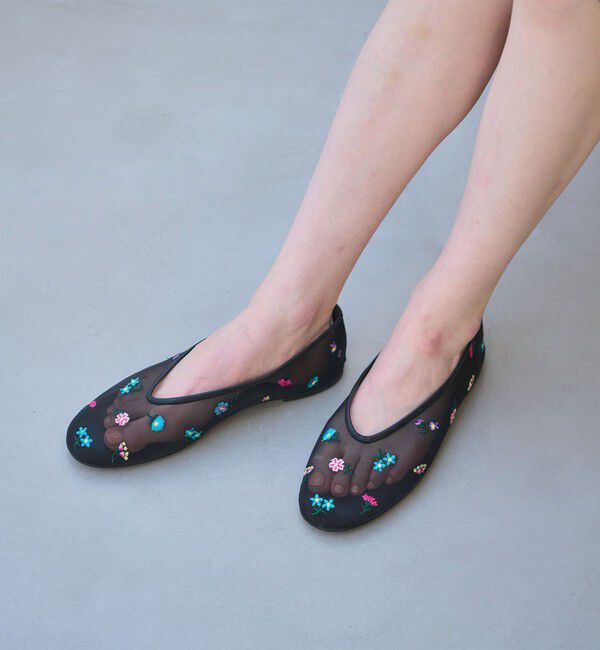UNITED ARROWS「メッシュ フラワー フラットシューズ」|バレエシューズ|