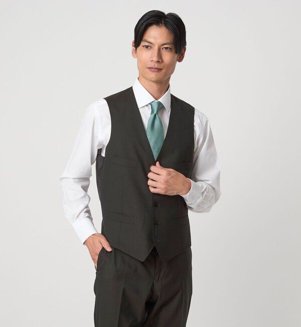 UNITED ARROWS green label relaxing「REDA トロピカル 無地 5B スーツベスト」|スーツ|DK.GREEN