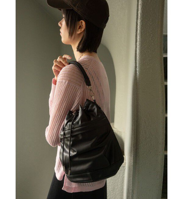 UNITED ARROWS green label relaxing「【WEB限定】＜PARTE＞ポケットドロスト バッグ  はっ水」|ショルダー・メッセンジャー|BLACK