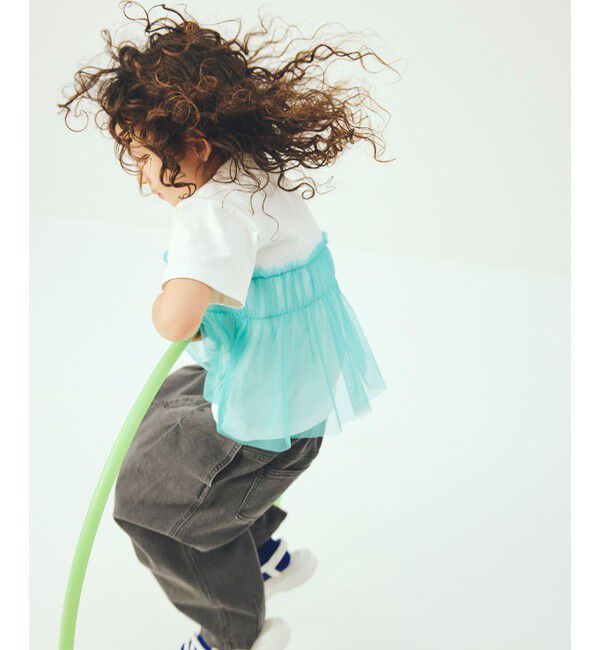 UNITED ARROWS green label relaxing「【スタメンシリーズ】チュールドッキング Tシャツ / キッズ  100cm-160cm UVカット 接触冷感  吸水速乾」|Tシャツ・カットソー|OFF WHITE