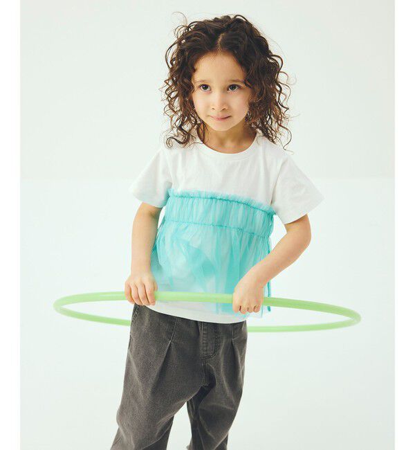 UNITED ARROWS green label relaxing「【スタメンシリーズ】チュールドッキング Tシャツ / キッズ  100cm-160cm UVカット 接触冷感  吸水速乾」|Tシャツ・カットソー|