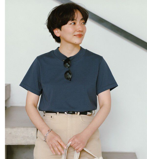 UNITED ARROWS green label relaxing「＜CHIHIRO HYODO&times;green label relaxing＞ワイドネック Tシャツ」|Tシャツ・カットソー|NAVY