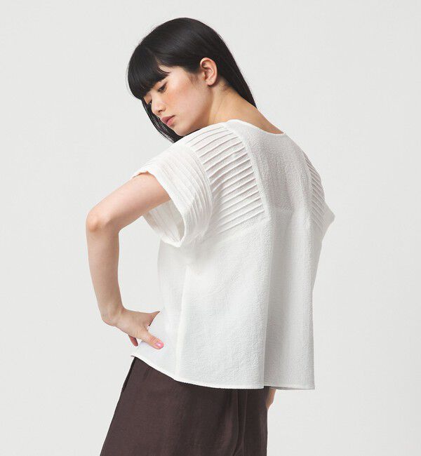 EMMEL REFINES「＜EMMEL REFINES＞EM ピンタック キーネック ブラウス」|シャツ・ブラウス|