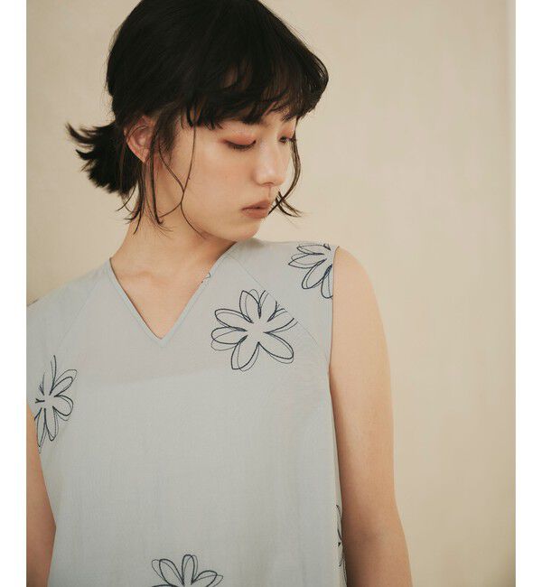 EMMEL REFINES「＜EMMEL REFINES＞EM フラワーシシュウ キリカエ ギャザー ワンピース」|ワンピース|