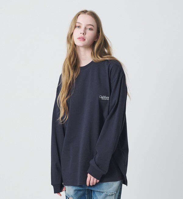 California General Store「＜CGS.＞オーガニック コットン ロングスリーブ ロゴ Tシャツ」|Tシャツ・カットソー|NAVY