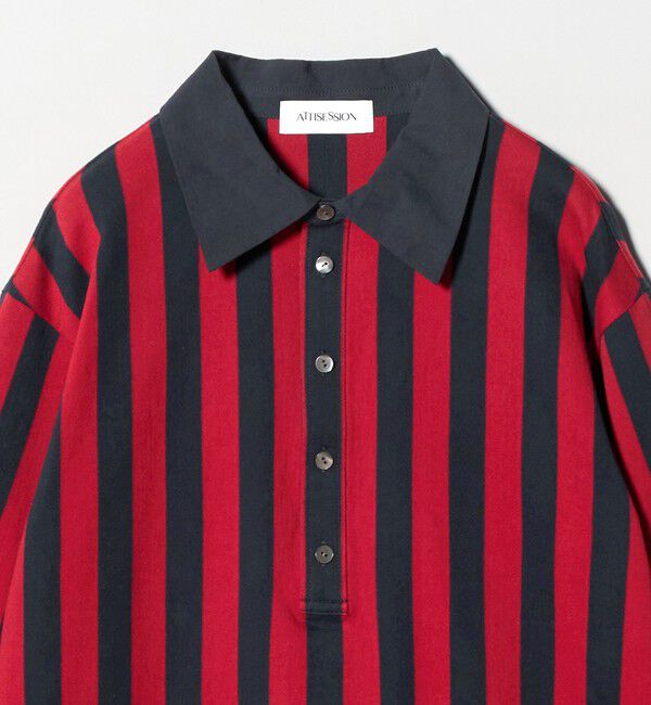 ATTISESSION「＜ATTISESSION＞コットン ストライプ ラガー シャツ」|ポロシャツ|