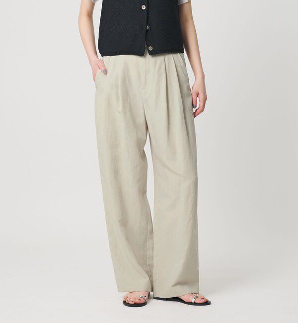 BEAUTY&YOUTH UNITED ARROWS「麻ブレンド バックゴム タック ワイドパンツ」|チノ|NATURAL