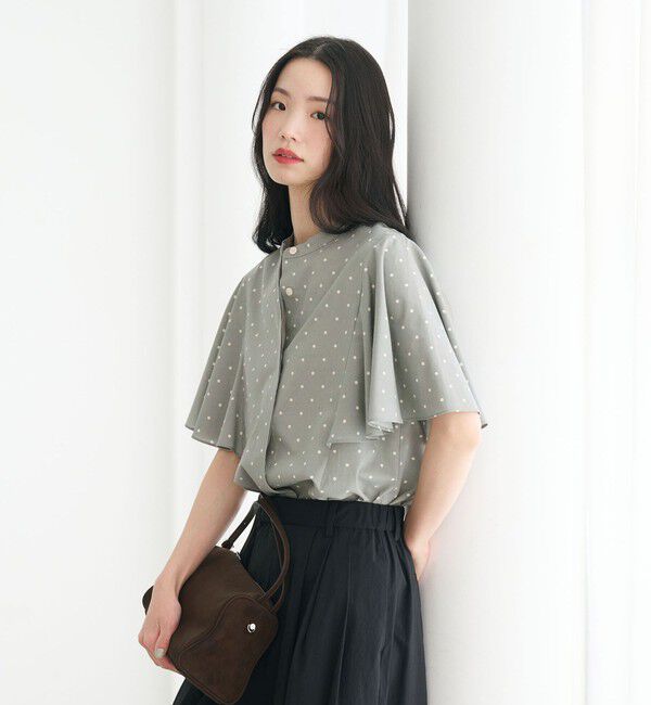 BEAUTY&YOUTH UNITED ARROWS「【WEB限定】ドット フリルスリーブブラウス ウォッシャブル」|シャツ・ブラウス|