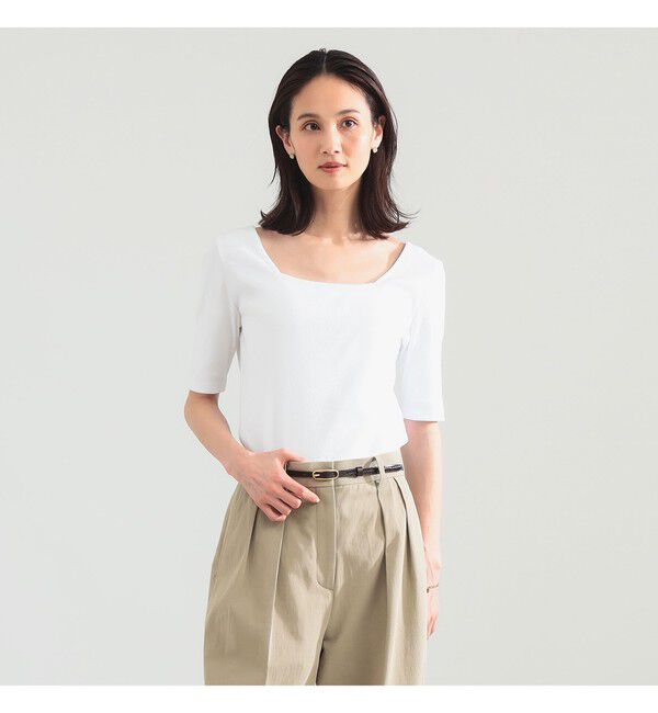 Demi-Luxe BEAMS 「【別注】スタイリスト佐藤佳菜子 &times; SLOANE / スクエアネック リブ Tシャツ」|Tシャツ・カットソー|
