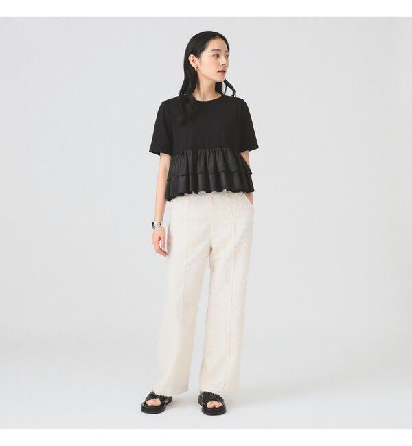 Ray BEAMS 「フリンジ ワイド ストレート パンツ」|チノ|