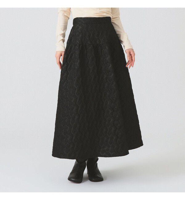 Ray BEAMS 「フラワー ジャカード フレア スカート」|スカート|BLACK