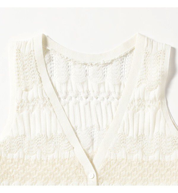Ray BEAMS 「ボーダー レース編み ベスト」|ニット・セーター|