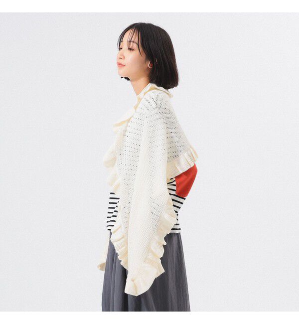 BEAMSBOY「透かし編み フリル ストール」|マフラー|