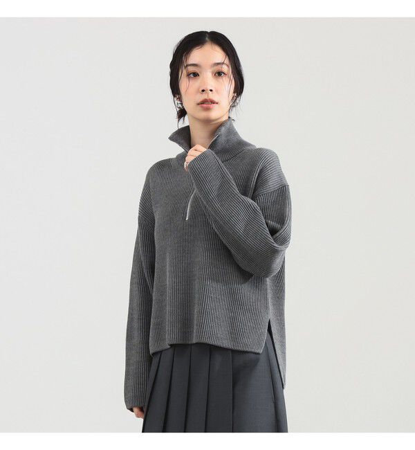 Demi-Luxe BEAMS 「BATONER / ウール リブ ハーフジップ ニット」|ニット・セーター|