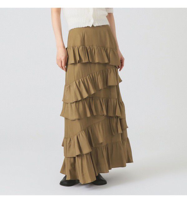 Ray BEAMS 「アシンメトリー フリル ティアード スカート」|スカート|BEIGE