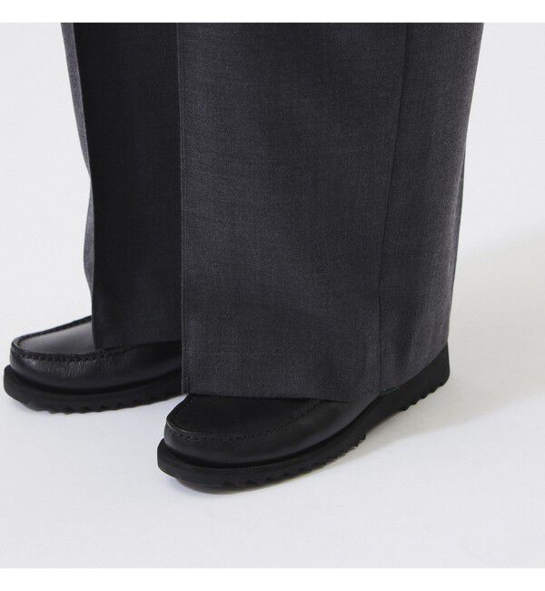 BEAMSBOY「ポリエステル ウール ツープリーツ ワイドパンツ」|チノ|