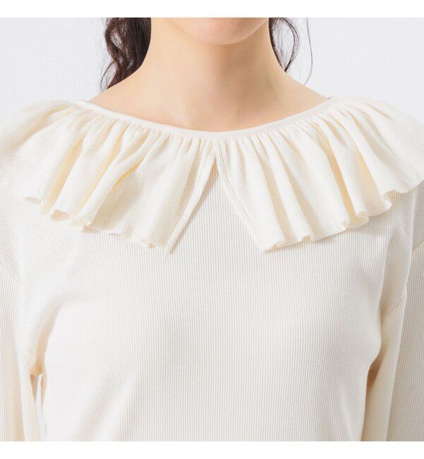 BEAMSBOY「リブ フリル ギャザー ロングスリーブ」|Tシャツ・カットソー|