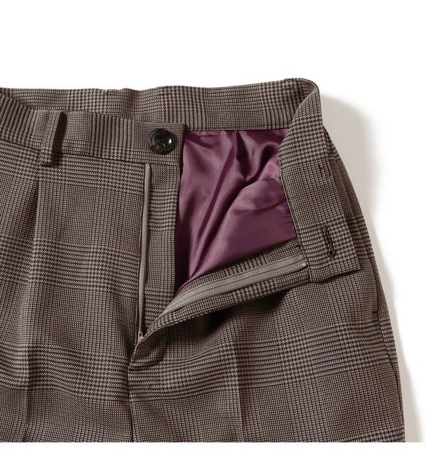 BEAMSBOY「チェック ロング ダブルヘム スラックス」|スラックス|