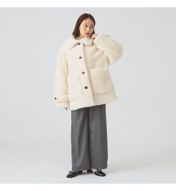 Ray BEAMS 「ボア ビッグ ポケット ハーフ コート」|ダッフルコート|