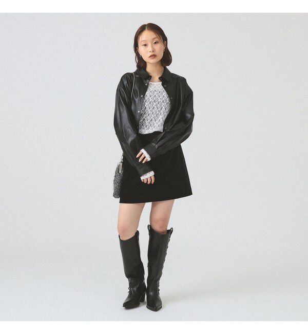 Ray BEAMS 「フェイクレザー クロップド シャツ」|シャツ・ブラウス|