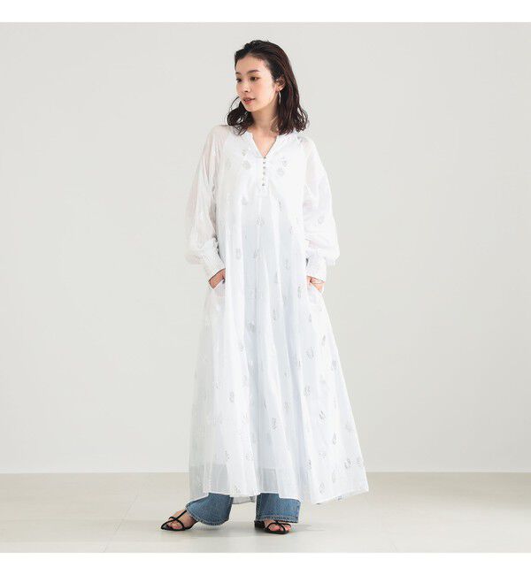 Demi-Luxe BEAMS 「ne Quittez pas / ボイル フラワー ロングスリーブ ワンピース」|ワンピース|