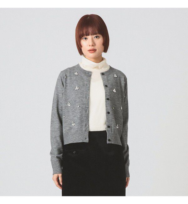 Ray BEAMS 「ビジュー クルーネック カーディガン」|ニット・セーター|GREY