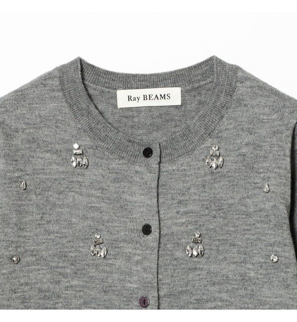Ray BEAMS 「ビジュー クルーネック カーディガン」|ニット・セーター|