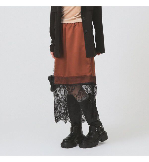 Ray BEAMS 「サテン レースキリカエ タイト スカート」|スカート|