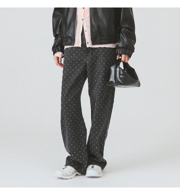 Ray BEAMS 「ジャカード デニム ストレート パンツ」|デニム|GREY