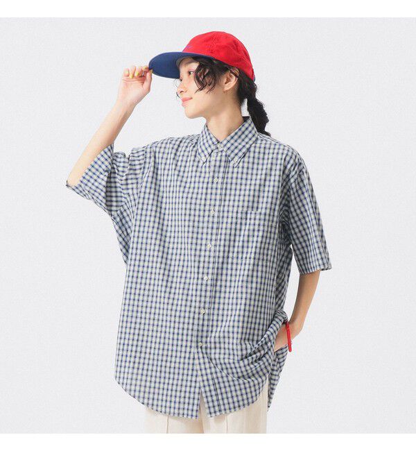 BEAMSBOY「ボーイ チェック ビッグ ボタンダウン シャツ」|シャツ・ブラウス|NAVY