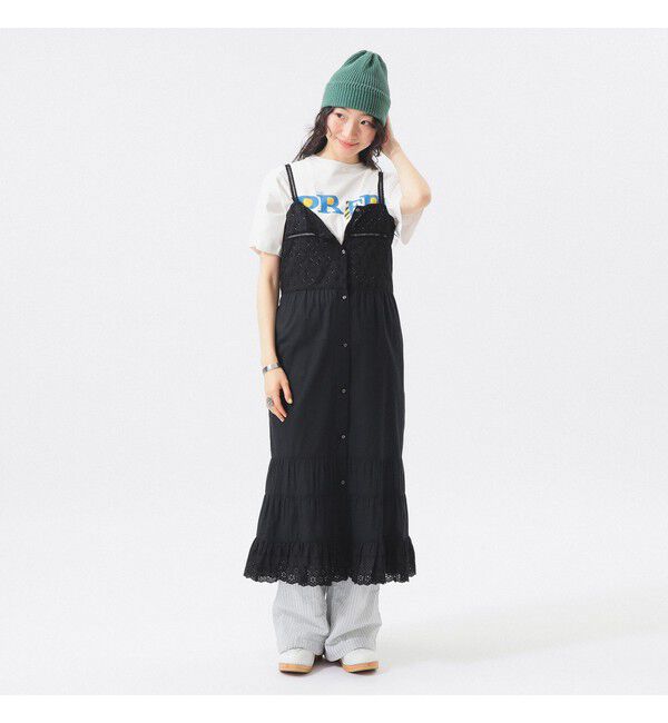 BEAMSBOY「カットワーク キャミワンピース」|ワンピース|BLACK