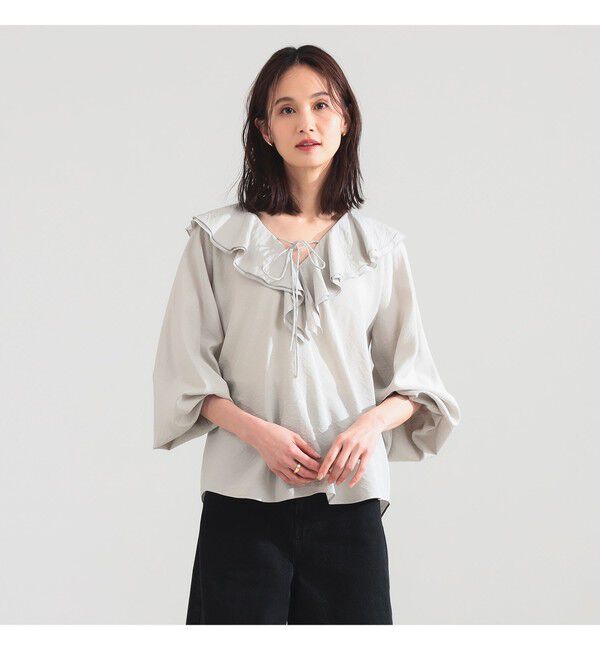 Demi-Luxe BEAMS 「ラッフル ボリューム ブラウス」|シャツ・ブラウス|MIST_GREY