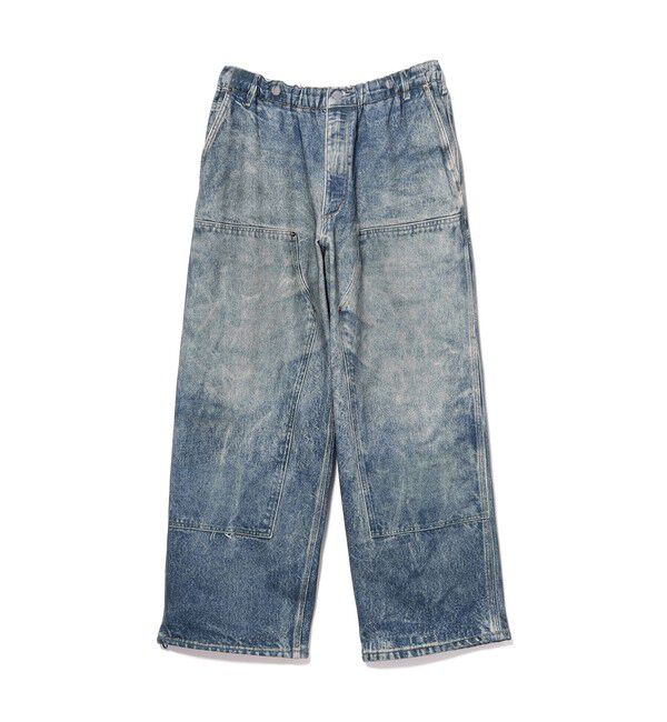 BEAMS「モック プリント ダブルニー スウェットパンツ」|チノ|