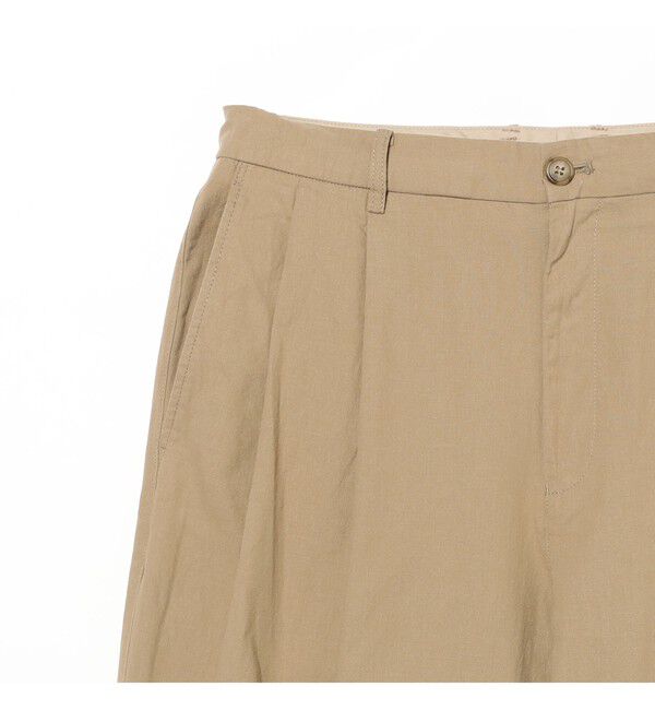 BEAMS「ダンガリー2プリーツ スラックス【ワイドテーパードフィット】」|チノ|