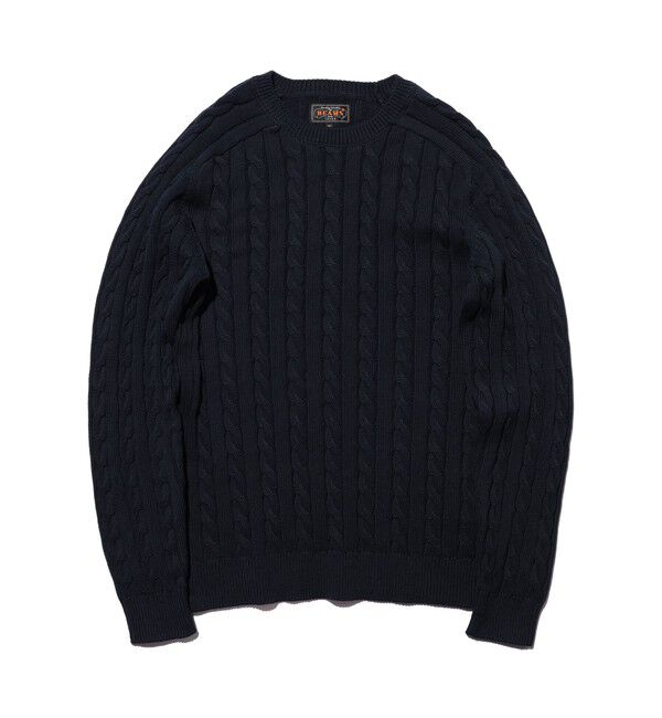 BEAMS PLUS「Crew Cable」|ニット・セーター|NAVY
