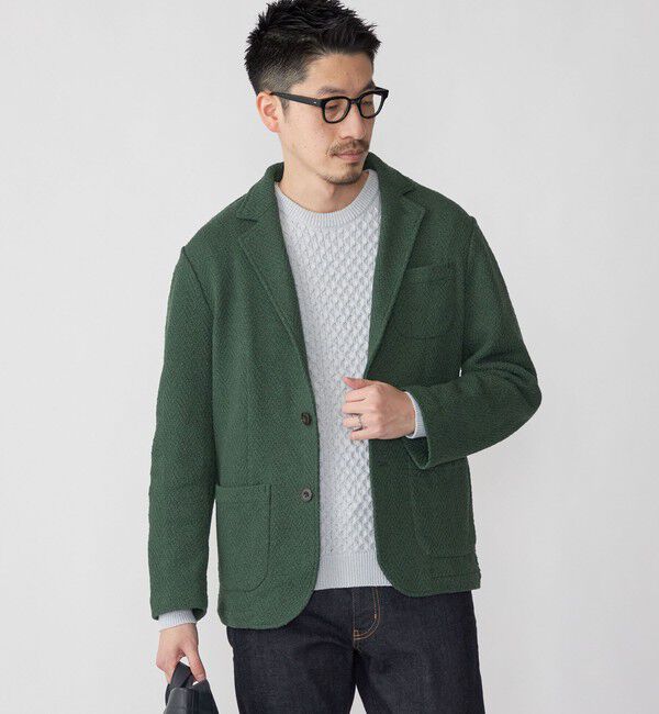 SHIPS「SHIPS:〈手洗い可能〉リネン/コットン TEXBRID(R) ランダムアラン クルーネックニット」|ニット・セーター|