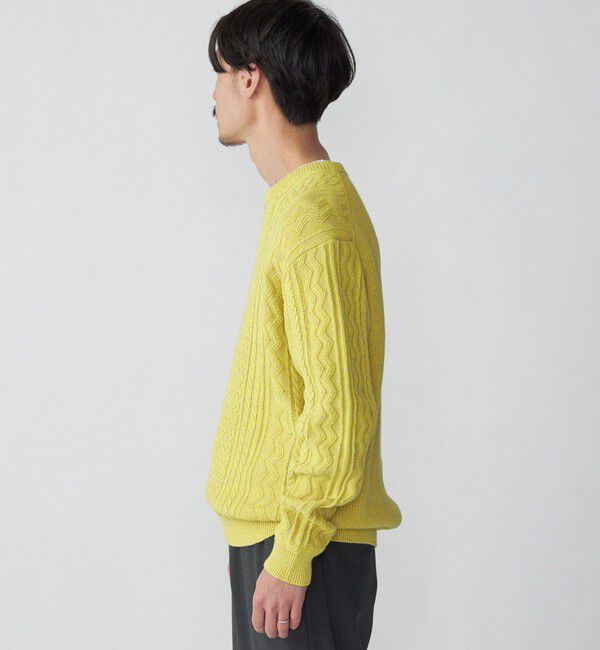 SHIPS「SHIPS:〈手洗い可能〉リネン/コットン TEXBRID(R) ランダムアラン クルーネックニット」|ニット・セーター|