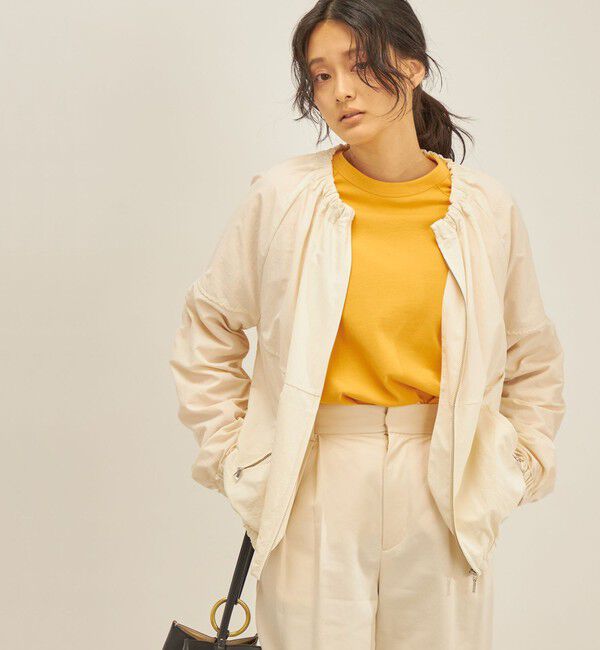 SHIPS for women「〈手洗い可能/撥水加工〉ナイロン ギャザー ショート ブルゾン ◇」|ブルゾン・スタジャン|オフホワイト