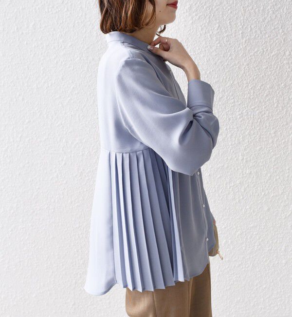 SHIPS for women「【WEB限定】〈手洗い可能〉ストレッチ ジョーゼット プリーツ ブラウス」|シャツ・ブラウス|