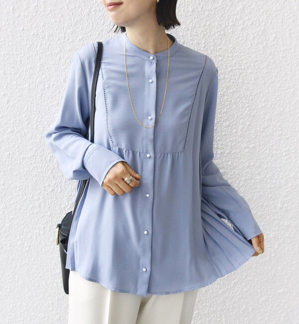 SHIPS for women「【WEB限定】〈手洗い可能〉ストレッチ ジョーゼット プリーツ ブラウス」|シャツ・ブラウス|