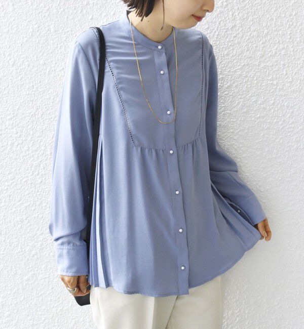 SHIPS for women「【WEB限定】〈手洗い可能〉ストレッチ ジョーゼット プリーツ ブラウス」|シャツ・ブラウス|