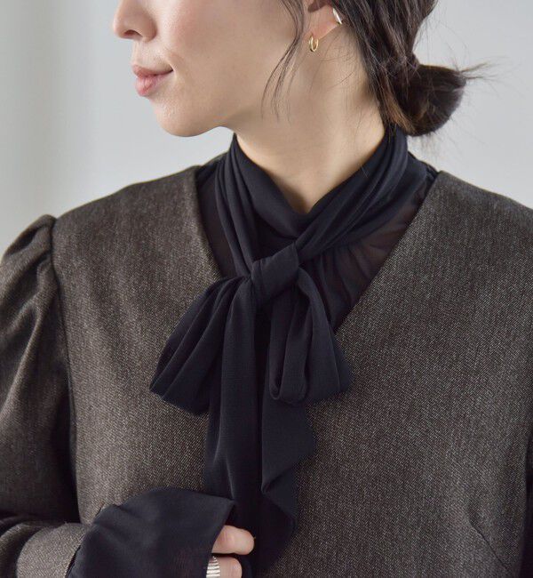 quaranciel「quaranciel:〈洗濯機可能〉チュール シアー ボウタイ プルオーバー」|Tシャツ・カットソー|ブラック